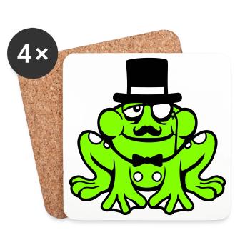 Mr Frosch Sir Herr reich Monokel Brille Zylinder - Untersetzer (4er-Set) - Weiß - Vorne