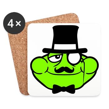 M. Grenouille Sir M. Rich Monocle Lunettes Chapeau haut de forme - Dessous de verre (lot de 4) - blanc - Devant