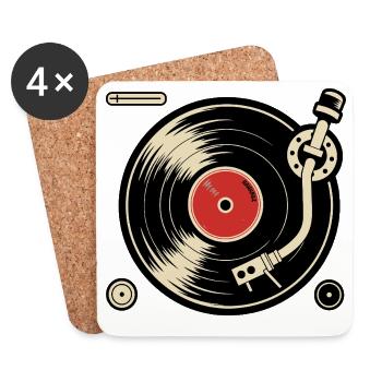 Disques vinyles Platine vinyle Platine vinyle Graphisme - Dessous de verre (lot de 4) - blanc - Devant