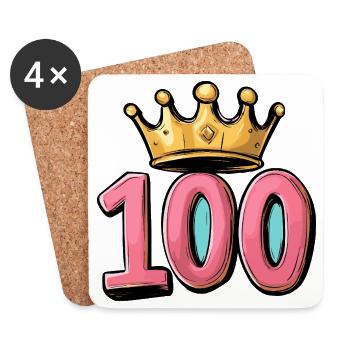 100 Number Crown - Coasters (set of 4) - white - Front