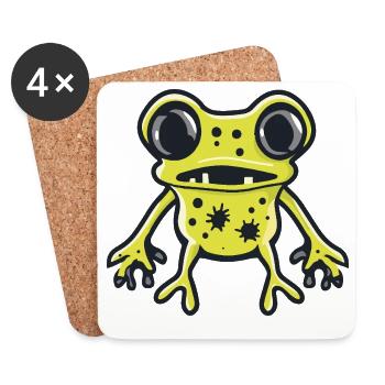 grenouille Halloween bande dessinée drôle - Dessous de verre (lot de 4) - blanc - Devant