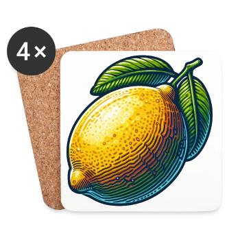 Bright lemon and green leaves - Coasters (set of 4) - white - Front