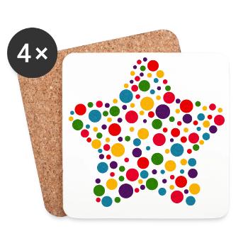 Spotty Star T-Shirt | Colourful Dots Graphic Tee - Coasters (set of 4) - white - Front
