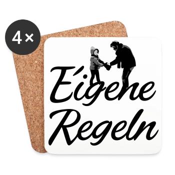 Silhouette Père et Enfant - Dessous de verre (lot de 4) - blanc - Devant