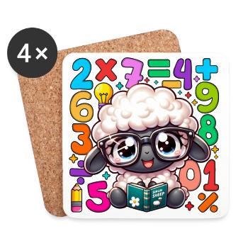 Number Day Sheep Scholar Reading Math - Coasters (set of 4) - white - Front