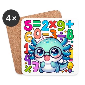 Zahlentag Kawaii Mathe Drache mit bunter Zahl - Untersetzer (4er-Set) - Weiß - Vorne