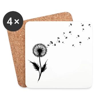 Dandelion Wishes & Freedom Blowing Seeds - Untersetzer (4er-Set) - Weiß - Vorne