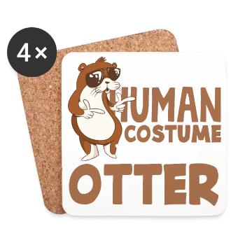 Seeotter Cartoon Menschliches Kostüm - Untersetzer (4er-Set) - Weiß - Vorne
