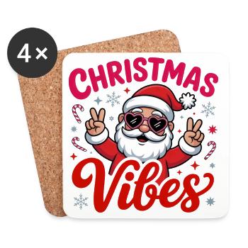 Christmas Vibes Santa Peace Signs - Coasters (set of 4) - white - Front