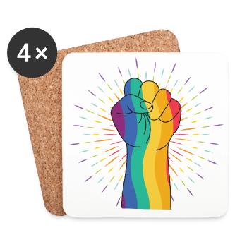 Rainbow Fist of Diversity - Coasters (set of 4) - white - Front