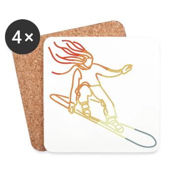 Retro Snowboarding Girl - Untersetzer (4er-Set) - Weiß - Vorne