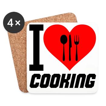 i_love_cooking_02 - Coasters (set of 4) - white - Front