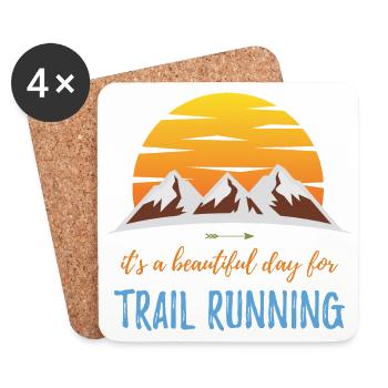 C’est une belle journée pour le trail running - Dessous de verre (lot de 4) - blanc - Devant