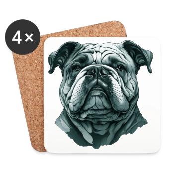 Bulldog Dog Portrait bulldog - Coasters (set of 4) - white - Front