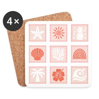 Natur Briefmarken Collage - Untersetzer (4er-Set) - Weiß - Vorne