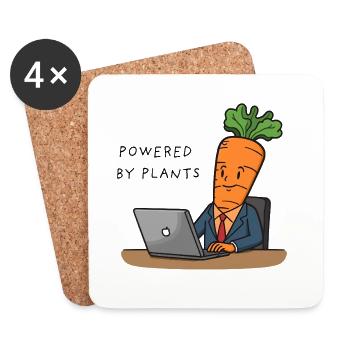 Powered by Plants – Carrot in Suit - Coasters (set of 4) - white - Front