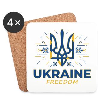 Emblème du Trident de la Liberté de l’Ukraine - Dessous de verre (lot de 4) - blanc - Devant
