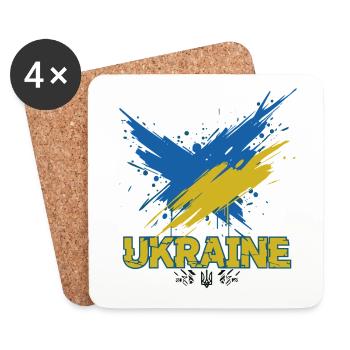 Drapeau de l’Ukraine Splash Art - Dessous de verre (lot de 4) - blanc - Devant