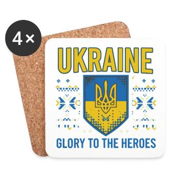Ukraine Crest Glory Tee - Coasters (set of 4) - white - Front