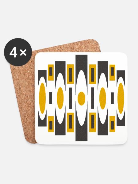 Psychedelic pattern by Cean - Coasters (set of 4) - white