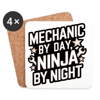 Mechaniker bei Tag, Ninja bei Nacht - Untersetzer (4er-Set) - Weiß - Vorne