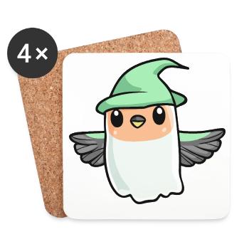 Colibri Oiseau Halloween Fantôme - Dessous de verre (lot de 4) - blanc - Devant