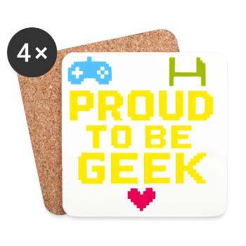 Stolzer Retro-Pixel-Geek - Untersetzer (4er-Set) - Weiß - Vorne