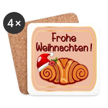 Frohe Weihnachten Hamburg Franzbrötchen - Untersetzer (4er-Set) - Weiß - Vorne