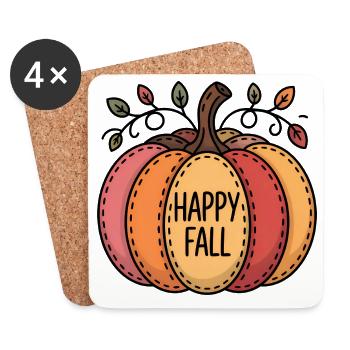 Froher Herbst Kürbisbeet - Untersetzer (4er-Set) - Weiß - Vorne