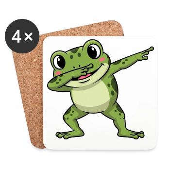 Cute Frog Toad Toad Dabbing Kids Cartoon - Coasters (set of 4) - white - Front