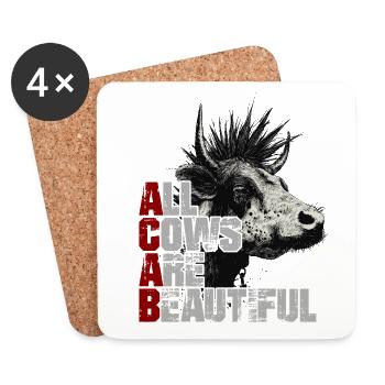 Punk Rock Vache - Dessous de verre (lot de 4) - blanc - Devant