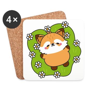 Merry Vixen and Daisies - Coasters (set of 4) - white - Front