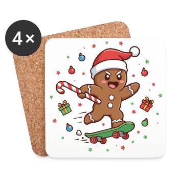 Funny Christmas Skateboard Baking - Untersetzer (4er-Set) - Weiß - Vorne