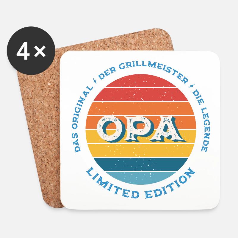 OPA Geschenk Retro Sonnenuntergang - Untersetzer (4er-Set) - Weiß