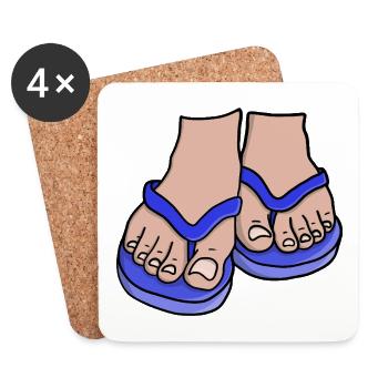 Blaue Flip Flop Füße - Untersetzer (4er-Set) - Weiß - Vorne