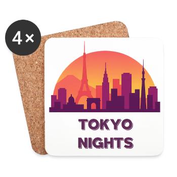 Tokyo Nächte Skyline im Sonnenuntergang - Untersetzer (4er-Set) - Weiß - Vorne