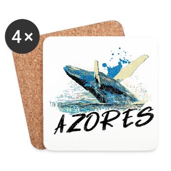 Vague abstraite bleue avec baleine à bosses - Dessous de verre (lot de 4) - blanc - Devant