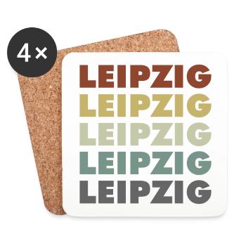 Leipzig - Deutschland - Lettrage - Allemagne - Dessous de verre (lot de 4) - blanc - Devant