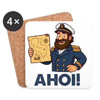 Captain with map Ahoy - Coasters (set of 4) - white - Front