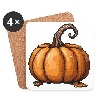 Pixel Kürbis Retro Halloween - Untersetzer (4er-Set) - Weiß - Vorne