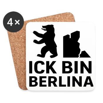 Ick bin Berlina | Berliner Bär & Mauer Spruch - Untersetzer (4er-Set) - Weiß - Vorne