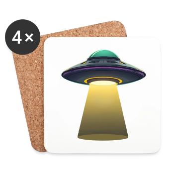 UFO Light Beam Abduction Scene - Coasters (set of 4) - white - Front