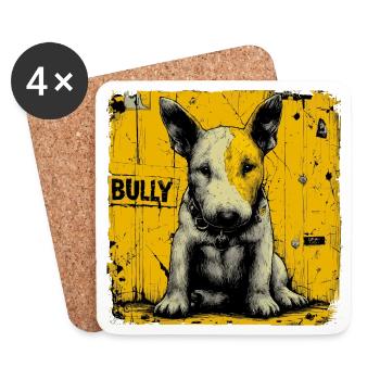 Bullterrier Welpe - Untersetzer (4er-Set) - Weiß - Vorne