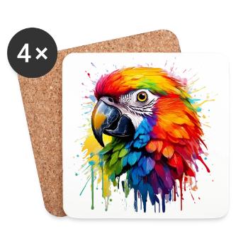 Bunter Paradiespapagei Splash - Untersetzer (4er-Set) - Weiß - Vorne
