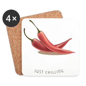 Chili Chillin' – Funny Holiday Motif - Coasters (set of 4) - white - Front