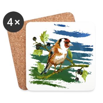 Bunter Vogel - Untersetzer (4er-Set) - Weiß - Vorne