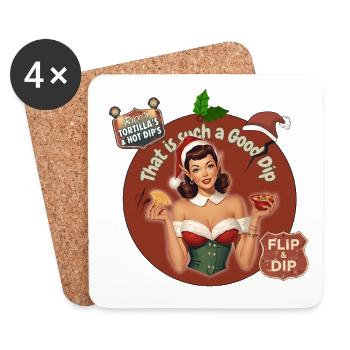 THAT IS SUCH A GOOD DIP - RETRO CHRISTMAS ELF - Coasters (set of 4) - white - Front