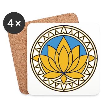 Goldenes Mandala Lotus auf Blau - Untersetzer (4er-Set) - Weiß - Vorne