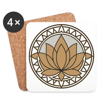 Mandala des Goldenen Lotus - Untersetzer (4er-Set) - Weiß - Vorne
