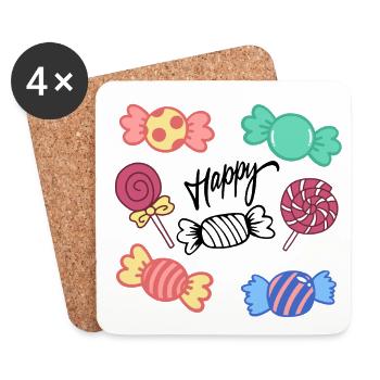 Candy Circle Icons Kollektion - Untersetzer (4er-Set) - Weiß - Vorne